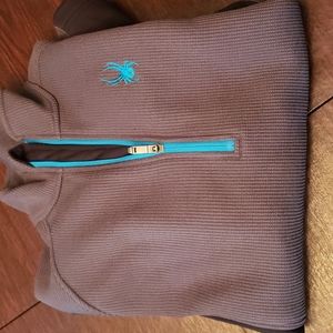 Spyder heavy duty pullover- black, vibrant blue and grey